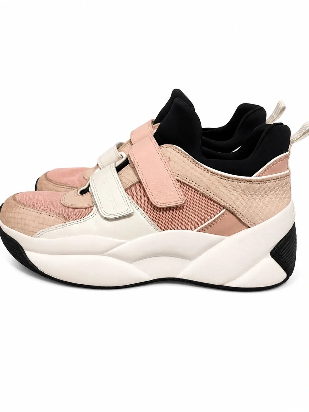 Michael Kors Keely Training Sneakers Pink and Cream Wedge Velcro